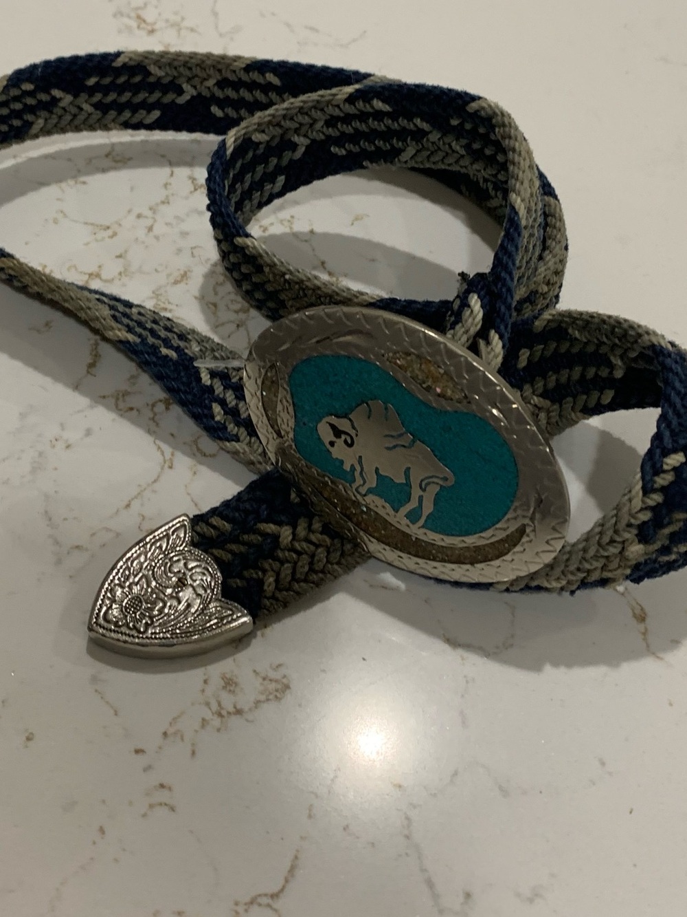 Western Navajo Buffalo Turquoise Silver Bolo Tie Longhorn Belt Buckle